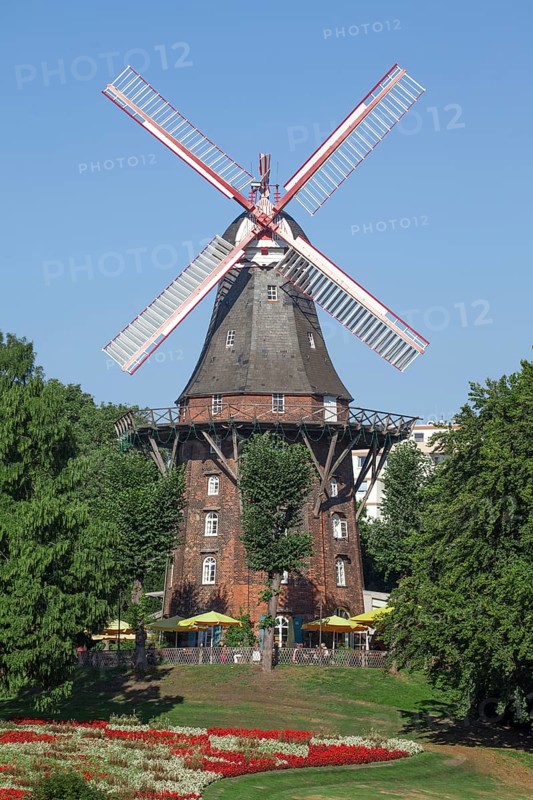 Windmill Herdentorswallmuhle in ramparts in spring