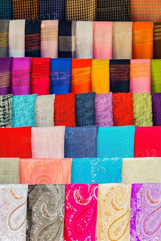 Strung colorful fabrics