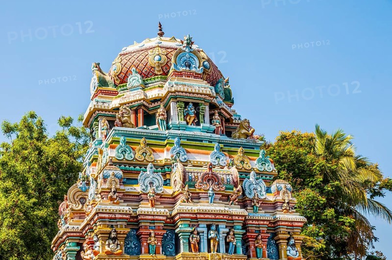 Colorful and decorated Hindu temple