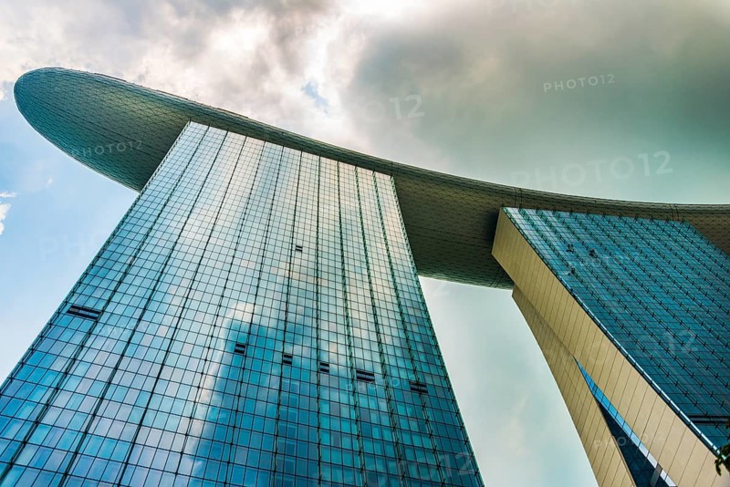 Futuristic outer facade of luxury Marina Bay Sands Hotel