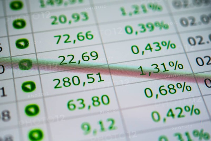 Close up of rising stock prices on smartphone screen