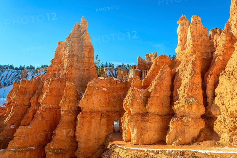 Hiking trail with tunnel through bizarre rock formations