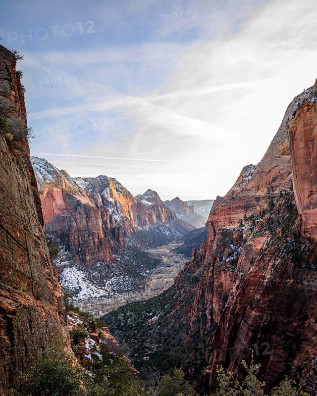 View from Angels Landing into Zion Canyon with Virgin River