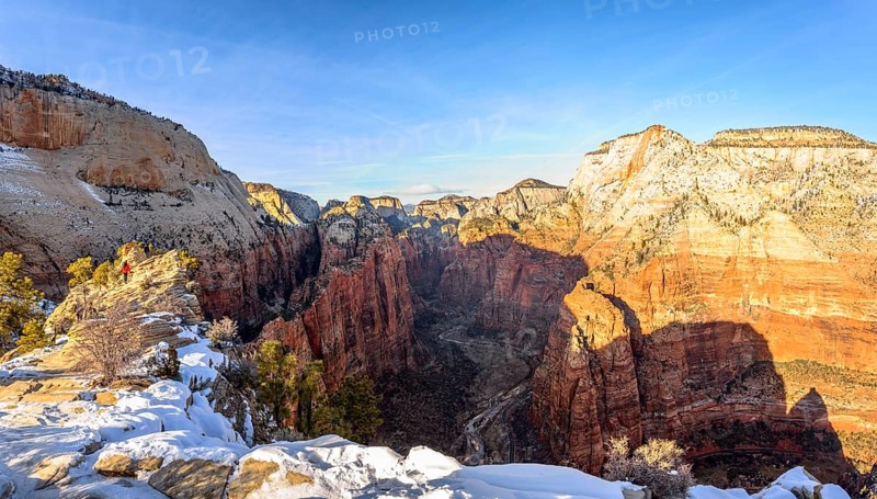 View from Angels Landing towards Zion Narrows on Virgin River