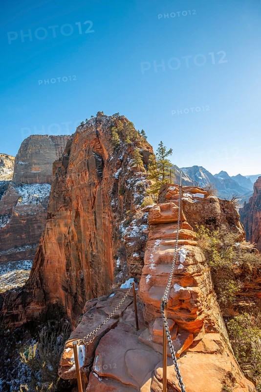 Secured hiking trail to Angels Landing