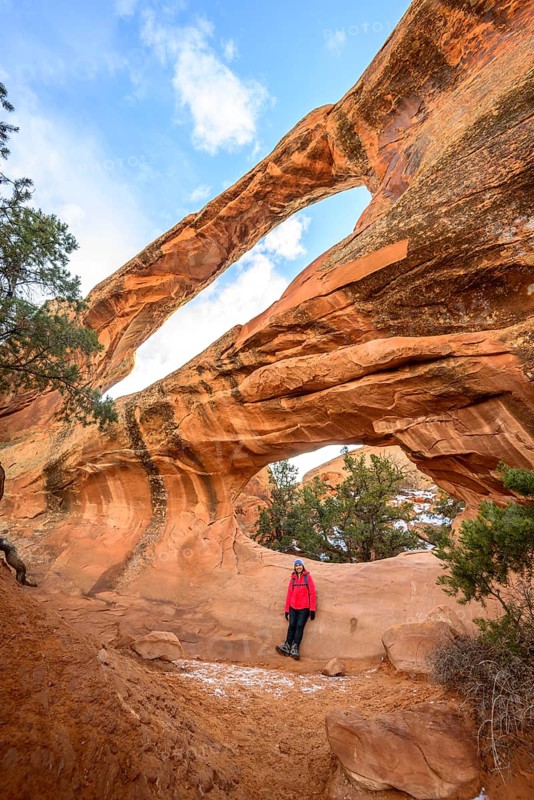 Hiker at Double O Arch