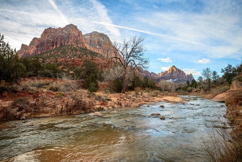 River Virgin River flows through Zion Canyon