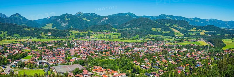 Panorama from the Schattenbergschanze to Oberstdorf