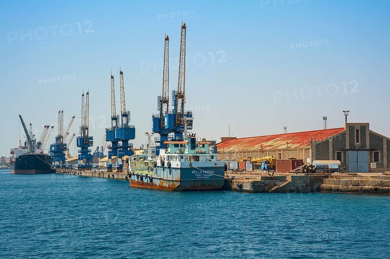 Cranes and ships in harbour
