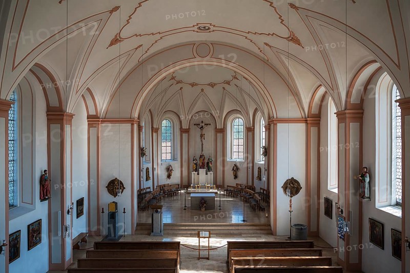 Interior and sanctuary of Parish Church of Mary's Assumption in Miesbach
