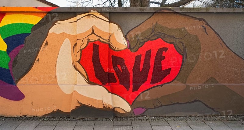Graffiti on wall with lettering Love