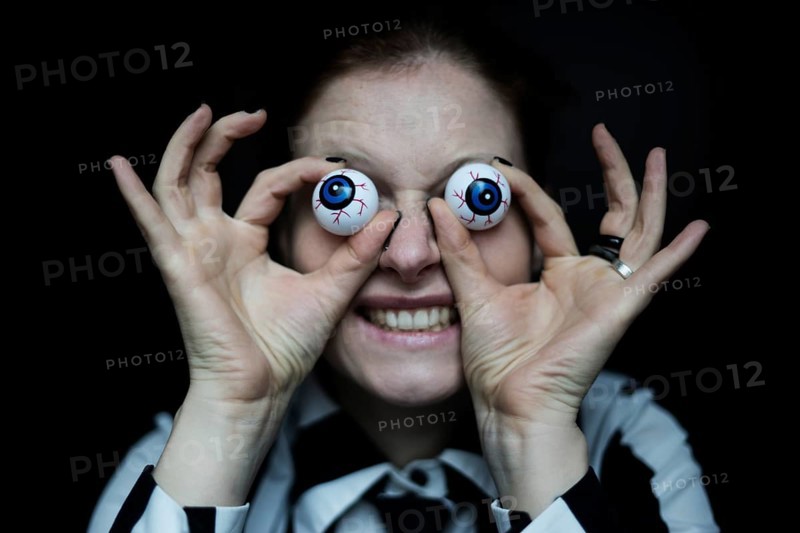 Woman with artificial eyes