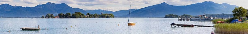 View of the Fraueninsel in the Chiemsee and the Kampenwand