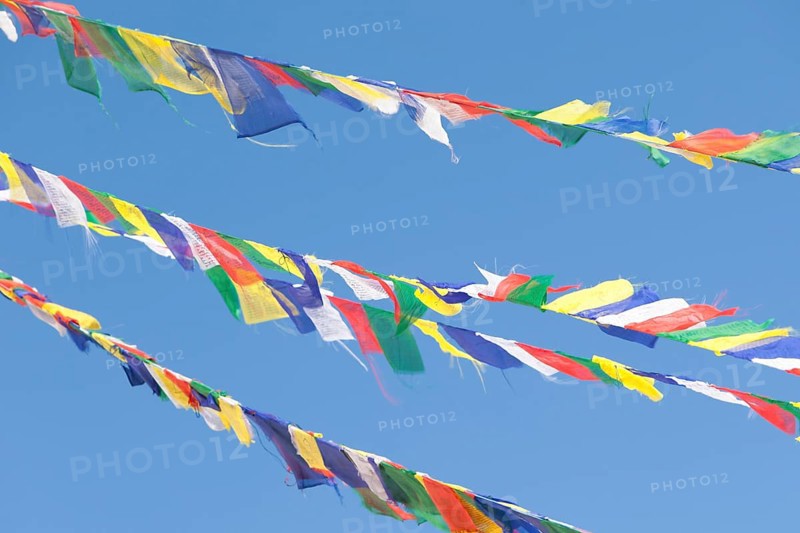 Colored prayer flags at Boudhanath stupa
