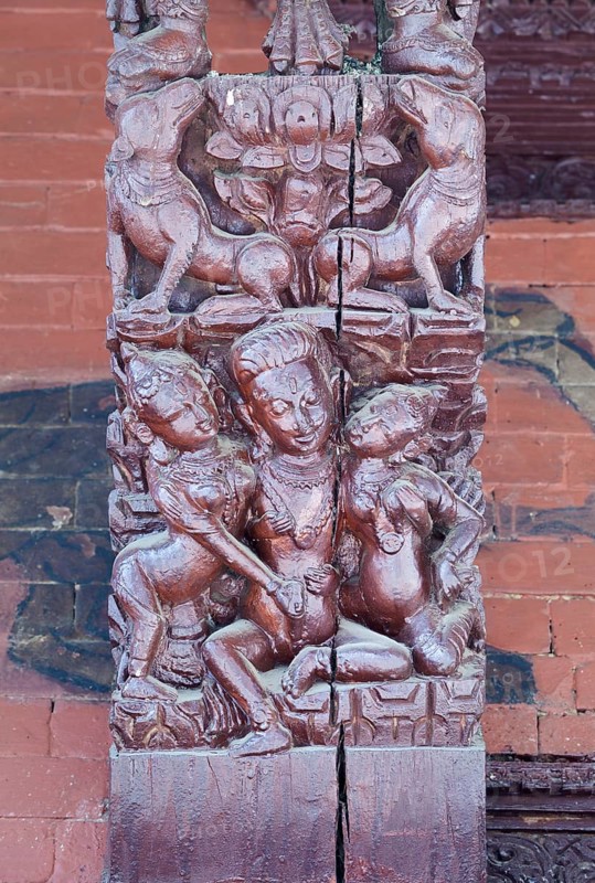 Erotic wood carvings at Bachhareshwari temple