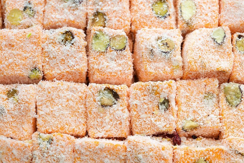 Typical Turkish delights with orange
