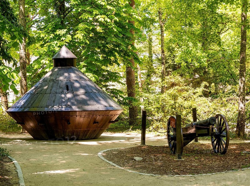 Invention of Leonardo da Vinci in the parc of Chateau du Clos Luce