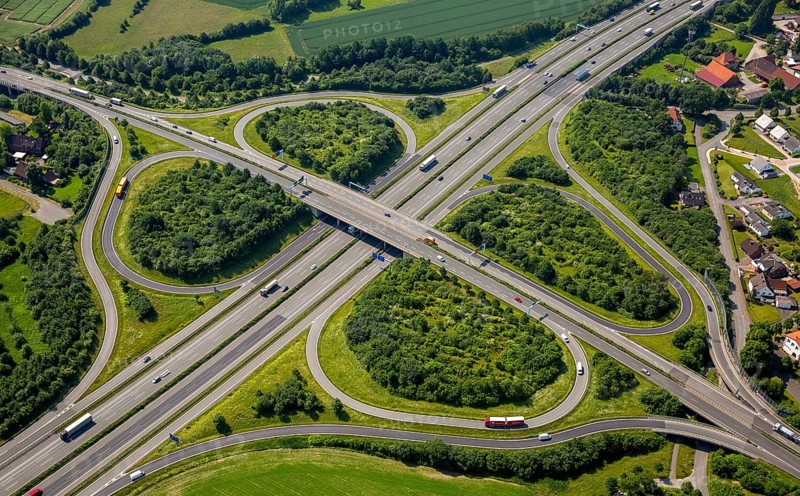 Motorway intersection A2 and main road B239 between Herford and Bad Salzuflen