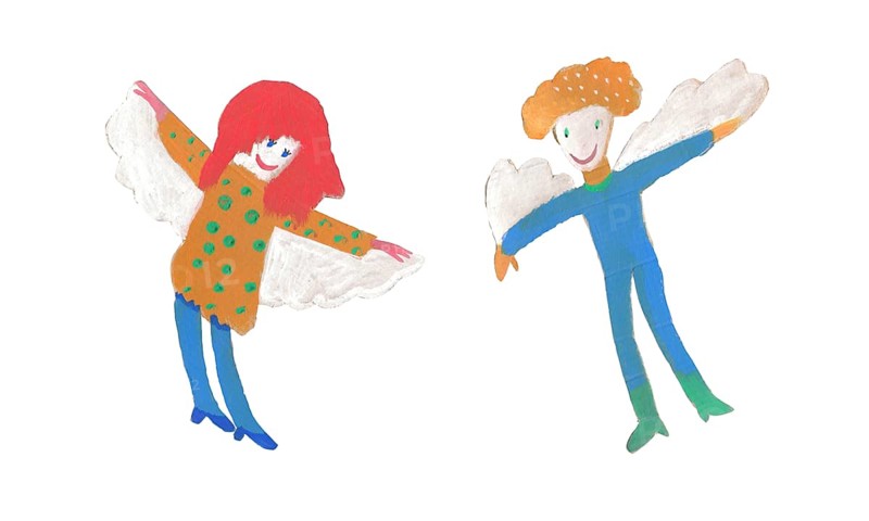 Two colorful angels