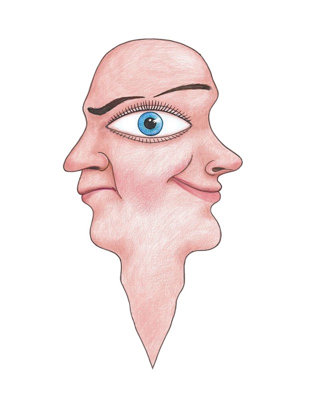 Head with two faces
