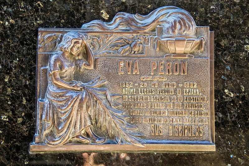 Commemorative sign on Eva Peron