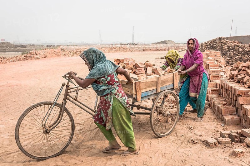 Workers in a brickyard