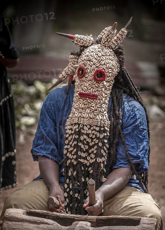 Men of the ethnic group of the Bamileke with traditional masks