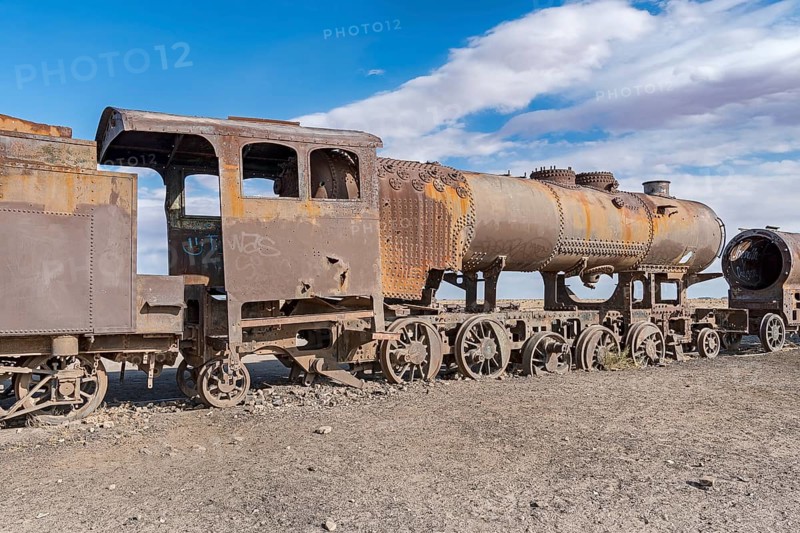 Old train in the train cemetery Cementerio de los Trenes