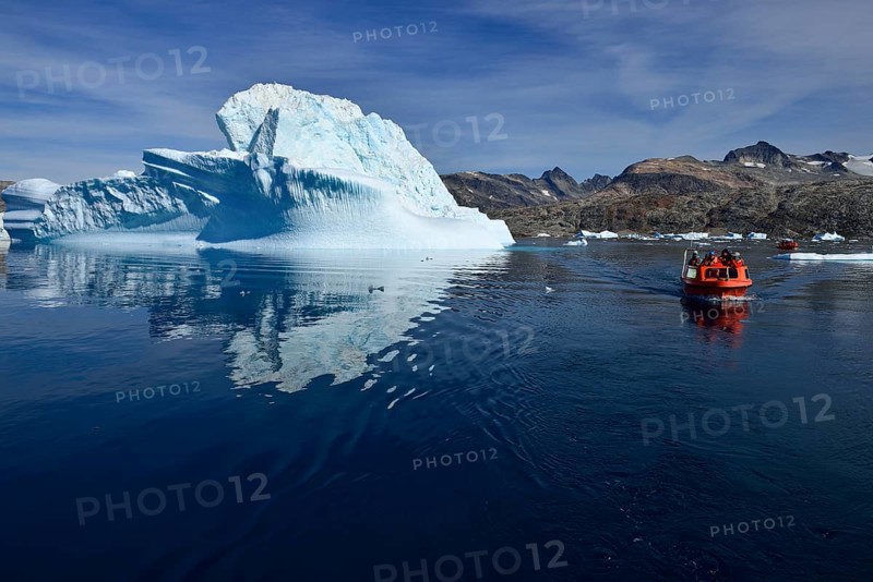 Tourist boat cruising through the icebergs