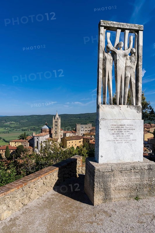 Monument against fascism and Nazism on hill above town