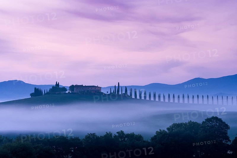 Typical green Tuscan landscape in Bagno Vignoni