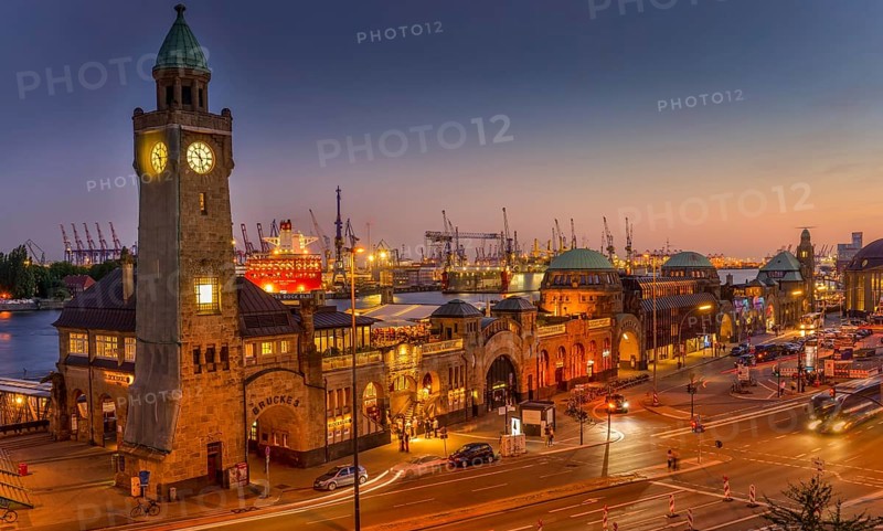 Clock tower and gauge tower at dusk