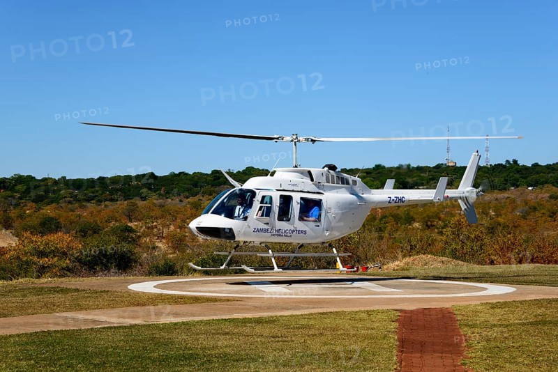 Helicopter on landing pad