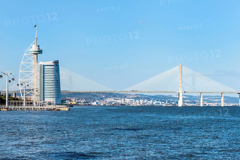 Vasco da Gama Bridge and Tower seen from the Parque das Nacoes