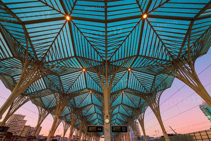 Train station Lisbon East at sunset