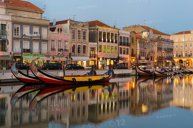 Moliceiros moored along the main canal