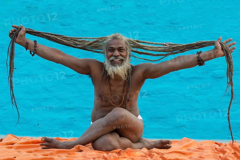 Sadhu showing off his dreadlocks