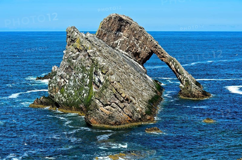 Bow Fiddle Rock in sea