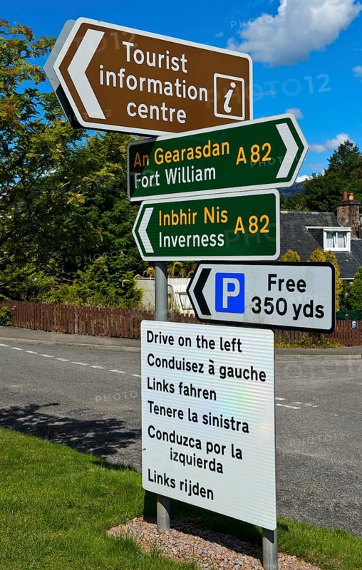 Road signs at junction in Fort Augustus