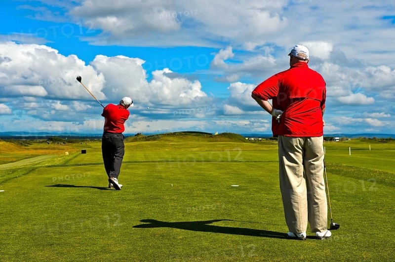 Two golfers teeing on the Jubilee Course