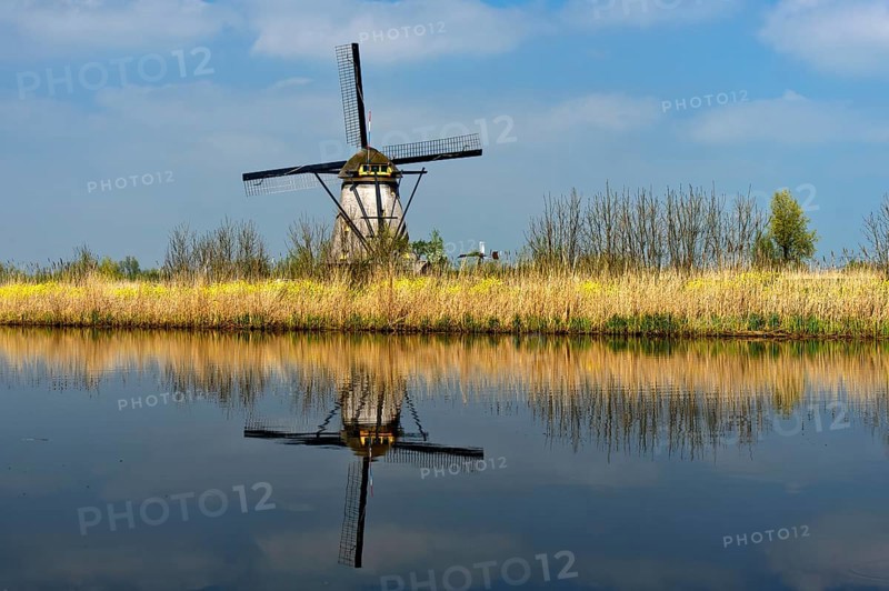 Dutch windmill on a canal
