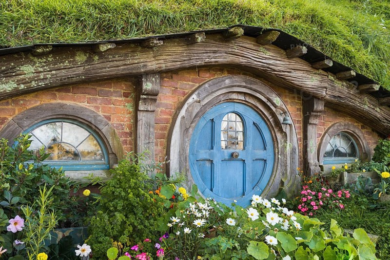 Hobbit Cave with Blue Door