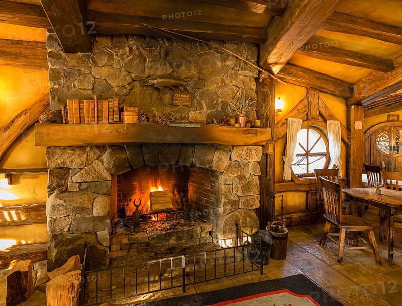 Fire in the open fireplace