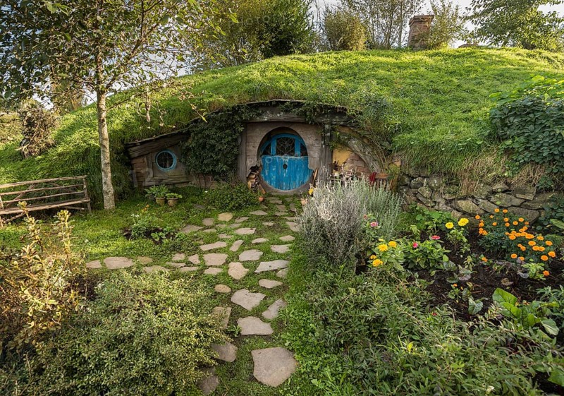 Hobbit Cave with Blue Door