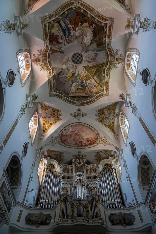 Organ and ceiling fresco of the church of the Monastery Ursberg