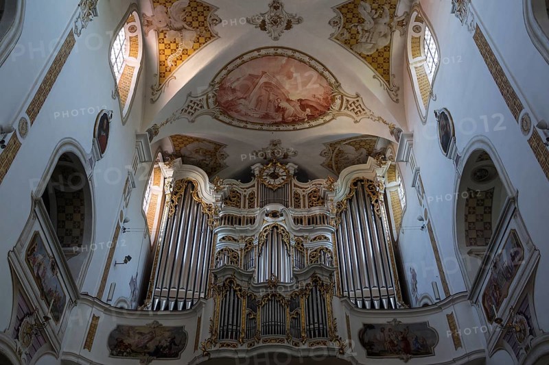 Organ and ceiling fresco of the church of the Monastery Ursberg