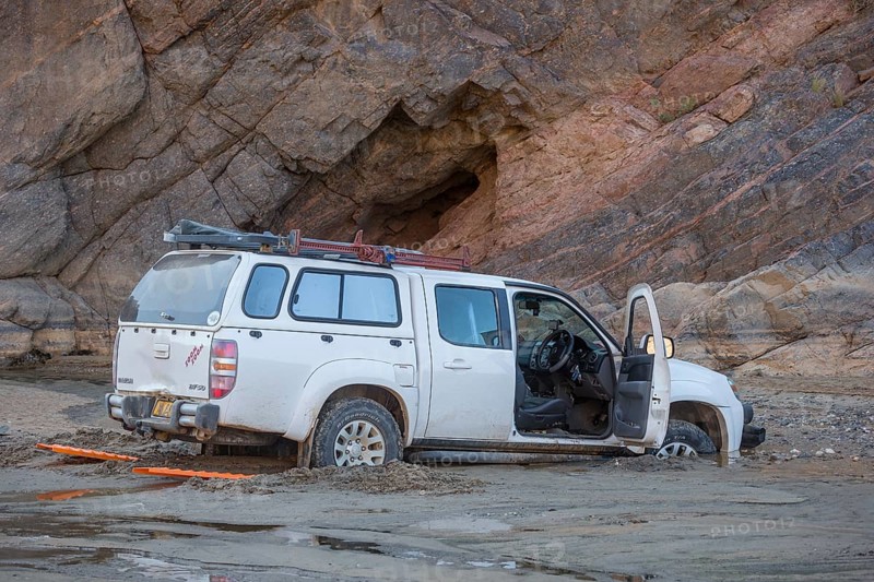 4x4 vehicle stuck in the mud