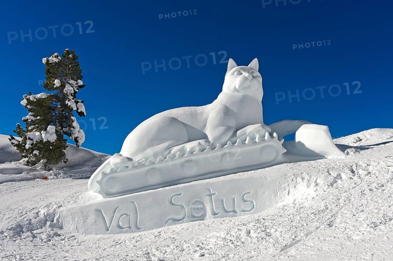 Ice sculpture cat figure