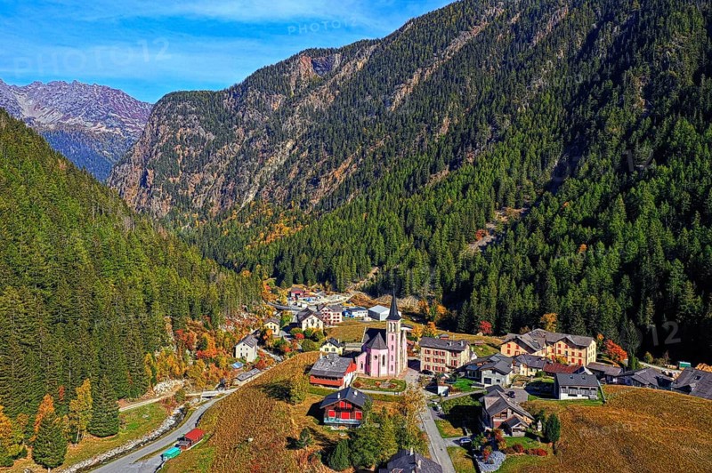 Mountain village Trento in autumn