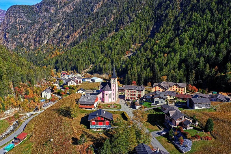 Mountain village Trento in autumn